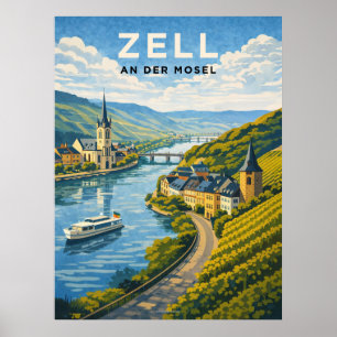 Zell Germany Vintage Travel  Poster