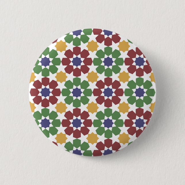 zellige Pattern Moroccan Ceramic Art Traditional 6 Cm Round Badge (Front)
