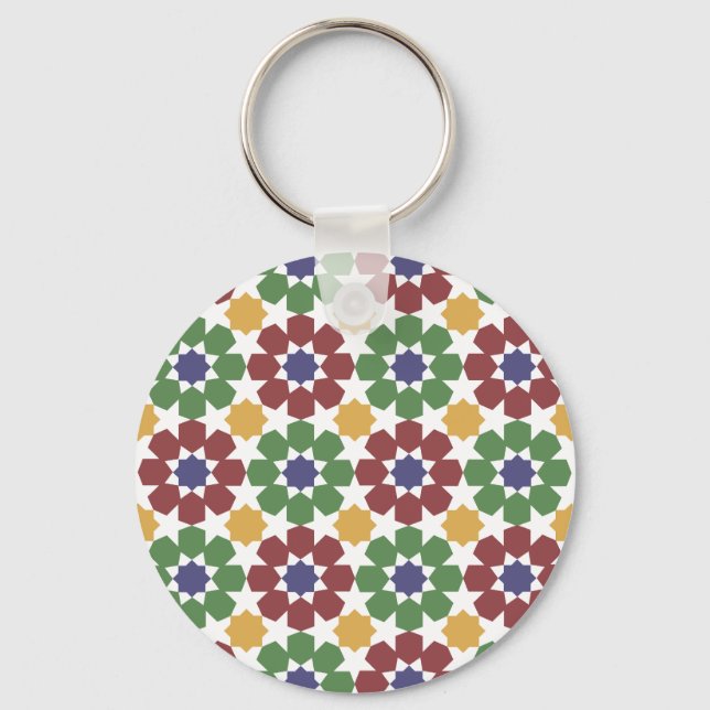 zellige Pattern Moroccan Ceramic Art Traditional Key Ring (Front)