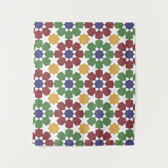 zellige Pattern Moroccan Ceramic Art Traditional  Tapestry (Front)