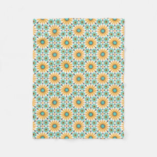 Zellige Radiance: Colourful Andalusian Geometry Fleece Blanket