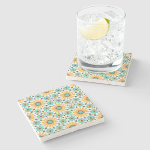 Zellige Radiance: Colourful Andalusian Geometry Stone Coaster