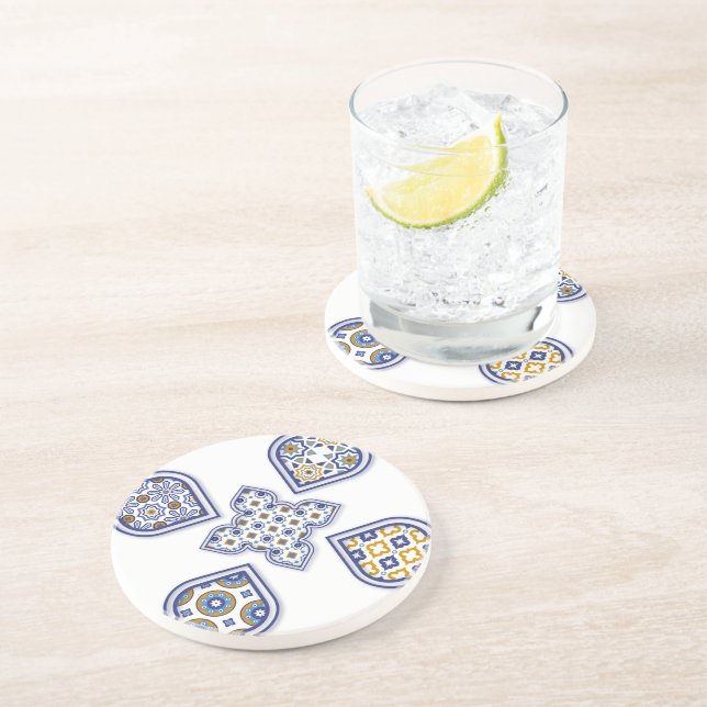 Zellij Moroccan Sandstone Coaster – Elegant Geomet (Side)