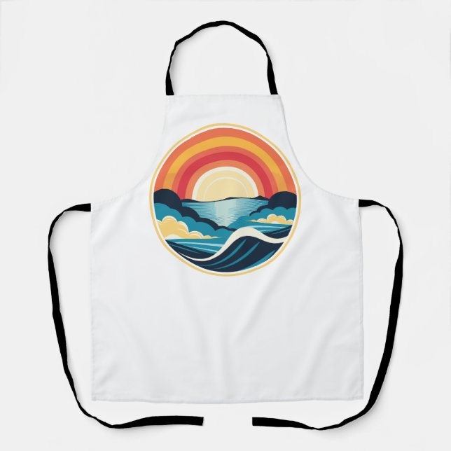 Zen Art Deco Sunset over Water Apron (Front)