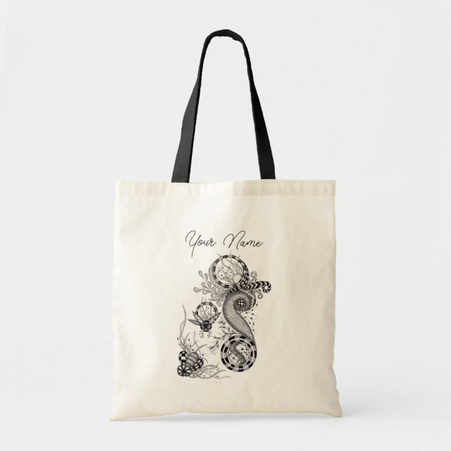 Zen Art Flower black-white -  Tote Bag (Front)