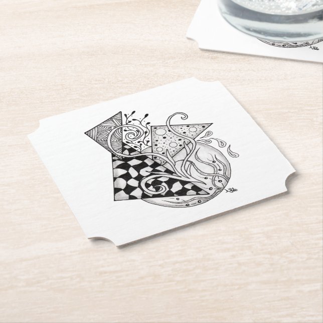 Zen Artwort drawing Geometric, Triangle Paper Coaster (Angled)