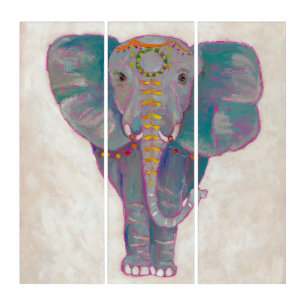 Zen Asian Elephant Triptych