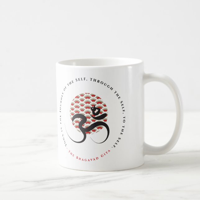 Zen Asian Red Sun Yoga Modern Calligraphy Om Aum Coffee Mug (Right)