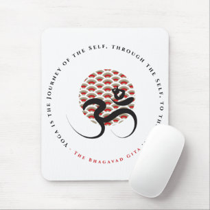 Zen Asian Red Sun Yoga Modern Calligraphy Om Aum Mouse Mat