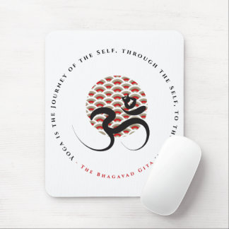 Zen Asian Red Sun Yoga Modern Calligraphy Om Aum Mouse Mat
