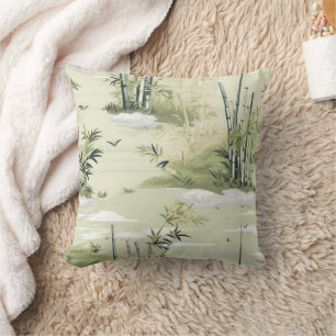 Zen Bamboo Forest Botanical Pattern (1) Cushion