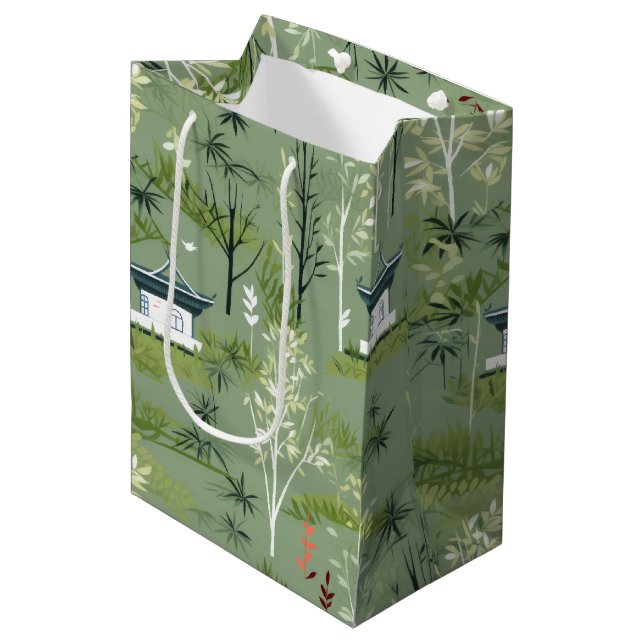 Zen Bamboo Forest Botanical Pattern (1) Medium Gift Bag (Front Angled)