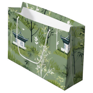 Zen Bamboo Forest Botanical Pattern (2) Large Gift Bag