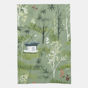 Zen Bamboo Forest Botanical Pattern (2) Tea Towel