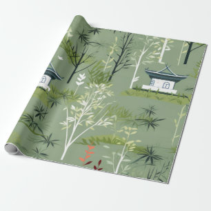 Zen Bamboo Forest Botanical Pattern (2) Wrapping Paper