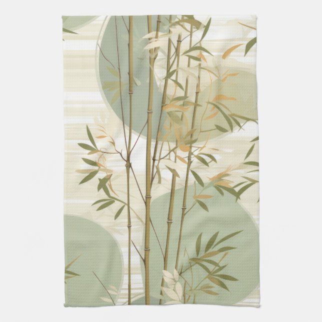 Zen Bamboo Forest Botanical Pattern (3) Tea Towel (Vertical)