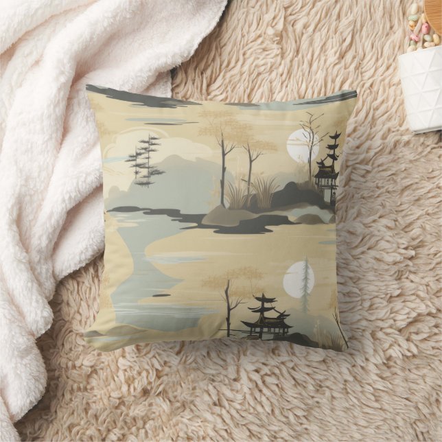 Zen Bamboo Forest Botanical Pattern (4) Cushion (Blanket)