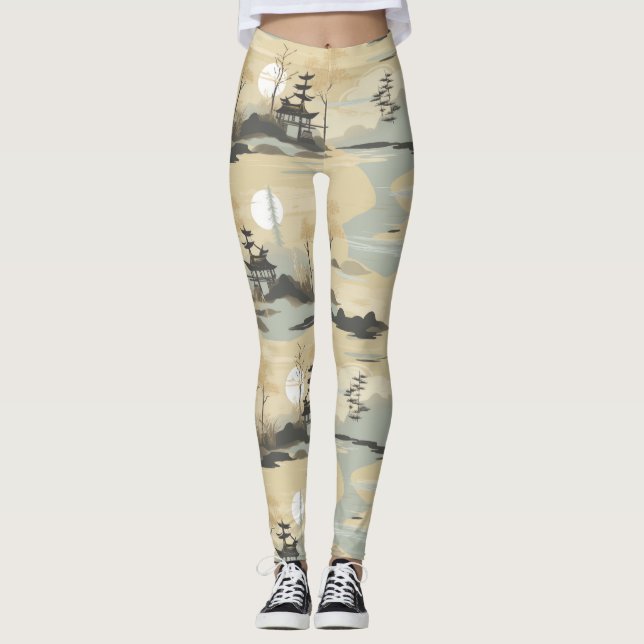 Zen Bamboo Forest Botanical Pattern (4) Leggings (Front)