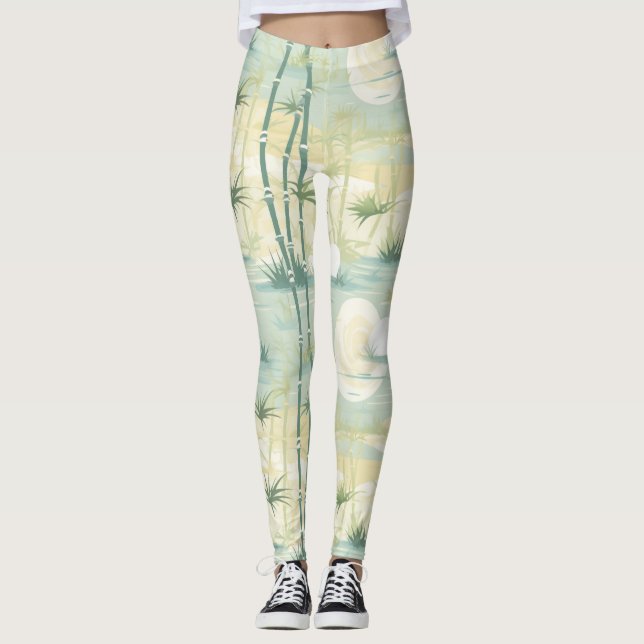 Zen Bamboo Forest Botanical Pattern (5) Leggings (Front)