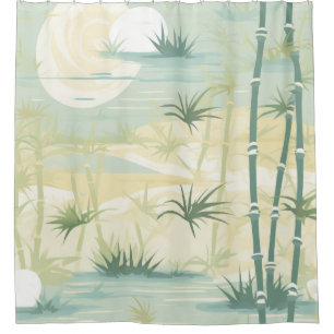 Zen Bamboo Forest Botanical Pattern (5) Shower Curtain