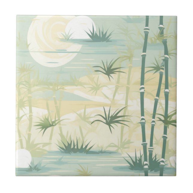 Zen Bamboo Forest Botanical Pattern (5) Tile (Front)