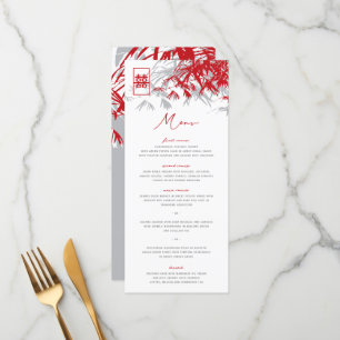 Zen Bamboo Leaves Double Happiness Chinese Wedding Menu