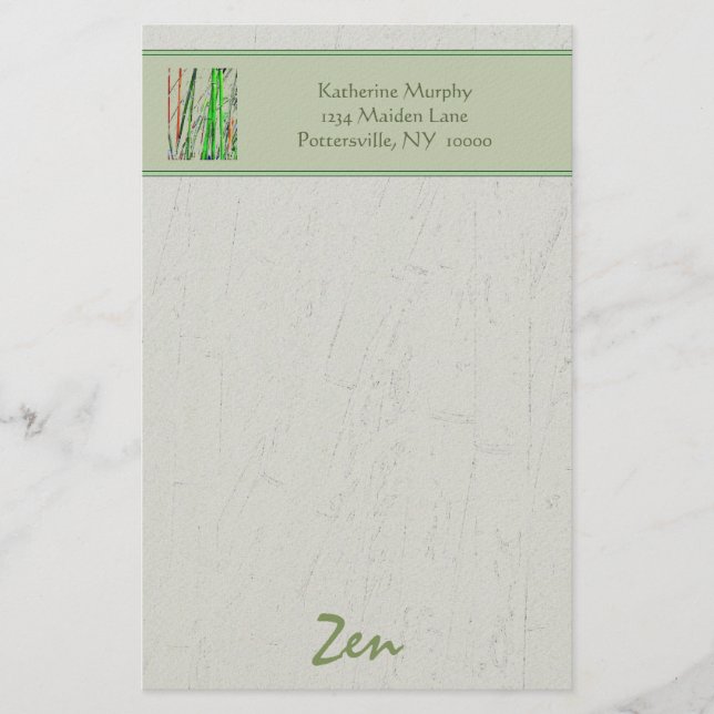 'Zen Bamboo'  Stationery (Front)
