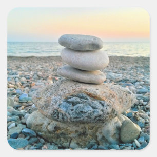 Zen Beach Stones Square Sticker