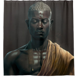 Zen Black Buddha Shower Curtain