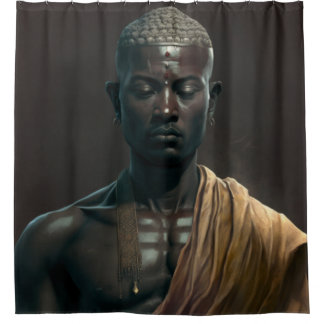 Zen Black Buddha Shower Curtain