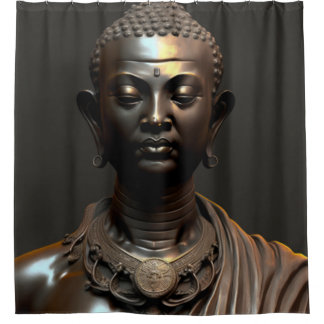 Zen Black Buddha Shower Curtain
