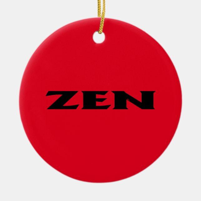 Zen black red round ceramic ornament (Front)