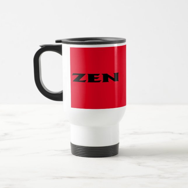 Zen black red travel mug (Left)