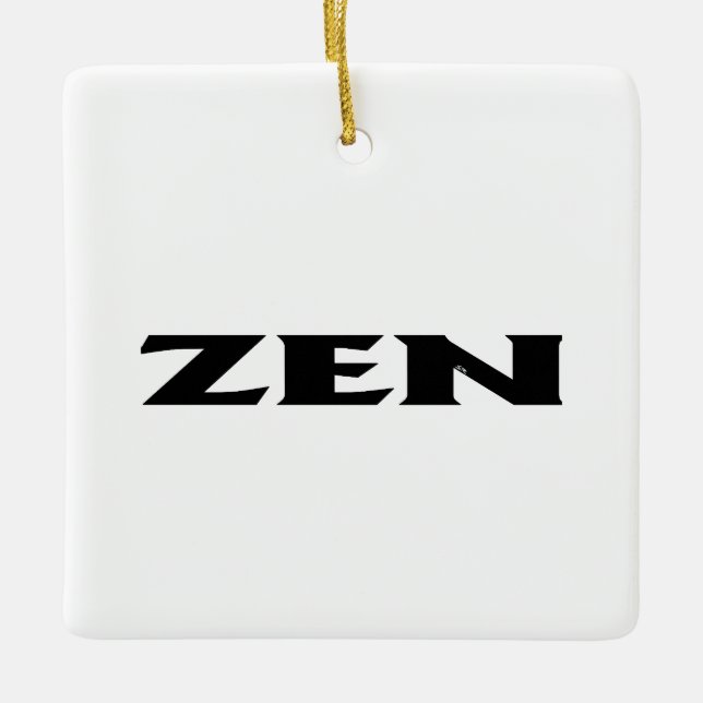 Zen black white square ceramic ornament (Front)