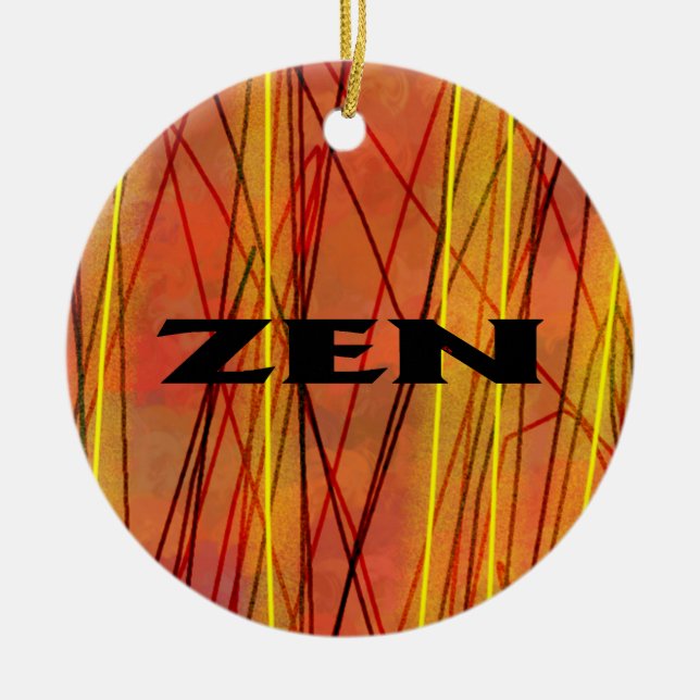 Zen black wire round ceramic ornament (Front)