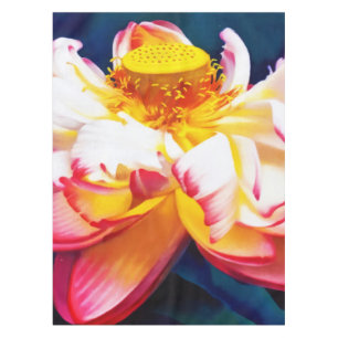 Zen Blooming Pink Lotus Flower Watercolor Tablecloth