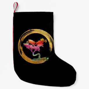 Zen Bonsai Tree Japanese Circle Enso Asian Art Small Christmas Stocking