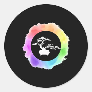 Zen Bonsai Tree Yoga Graphic Gift Classic Round Sticker