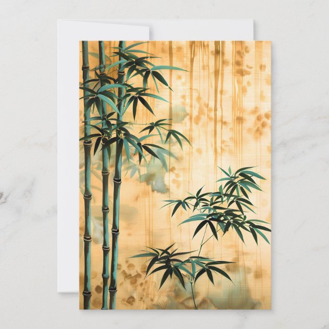 Zen Botanical Nature Bamboo Forest Holiday Card (Front)