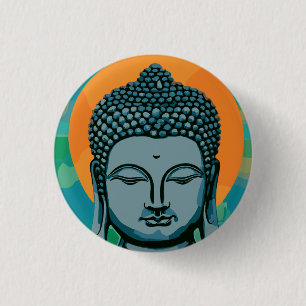 Zen Buddha Head  3 Cm Round Badge
