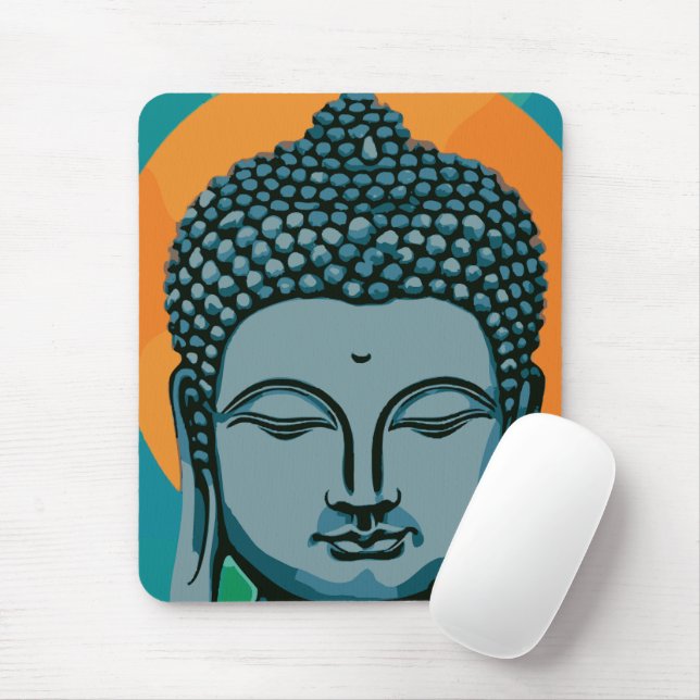 Zen Buddha Head  Mouse Mat (With Mouse)