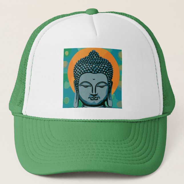 Zen Buddha Head  Trucker Hat (Front)