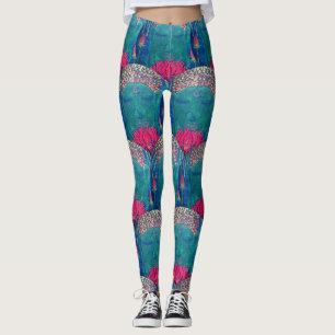 Zen Buddha Lotus Green Pattern Yoga Art Leggings