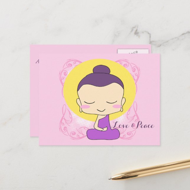 Zen Buddha "Love and Peace" Postcard (Front/Back In Situ)