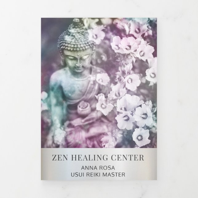 *~* Zen Buddha Photo Logo QR Trifold Brochure (Cover)