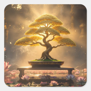 ZEN BUDDHISM - BONSAI TREE - SQUARE STICKER