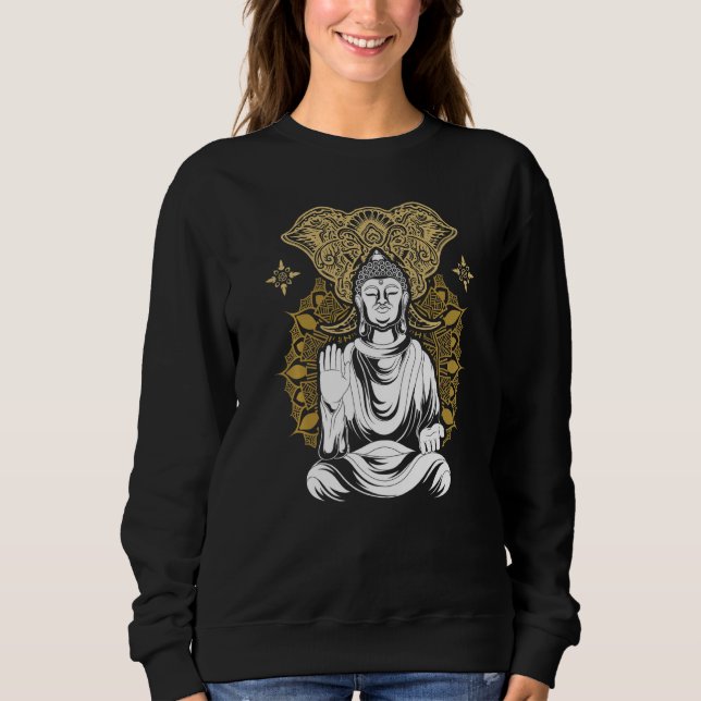 Zen Buddhist Mandala Elephant Buddhism Buddha Sweatshirt (Front)