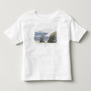 Zen Buddhist monks kneeling outside temple Toddler T-Shirt