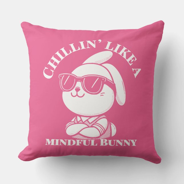  Zen Bunny Chill Mode Relaxation Decor Cushion (Front)