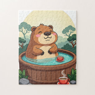 Zen Capybara Hot Tub Relaxation - Chill Vibe Jigsaw Puzzle